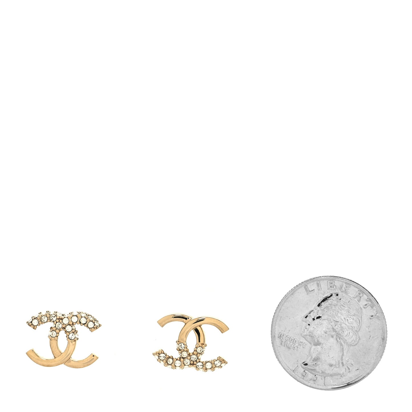 Metal Crystal Bead CC Earrings Gold