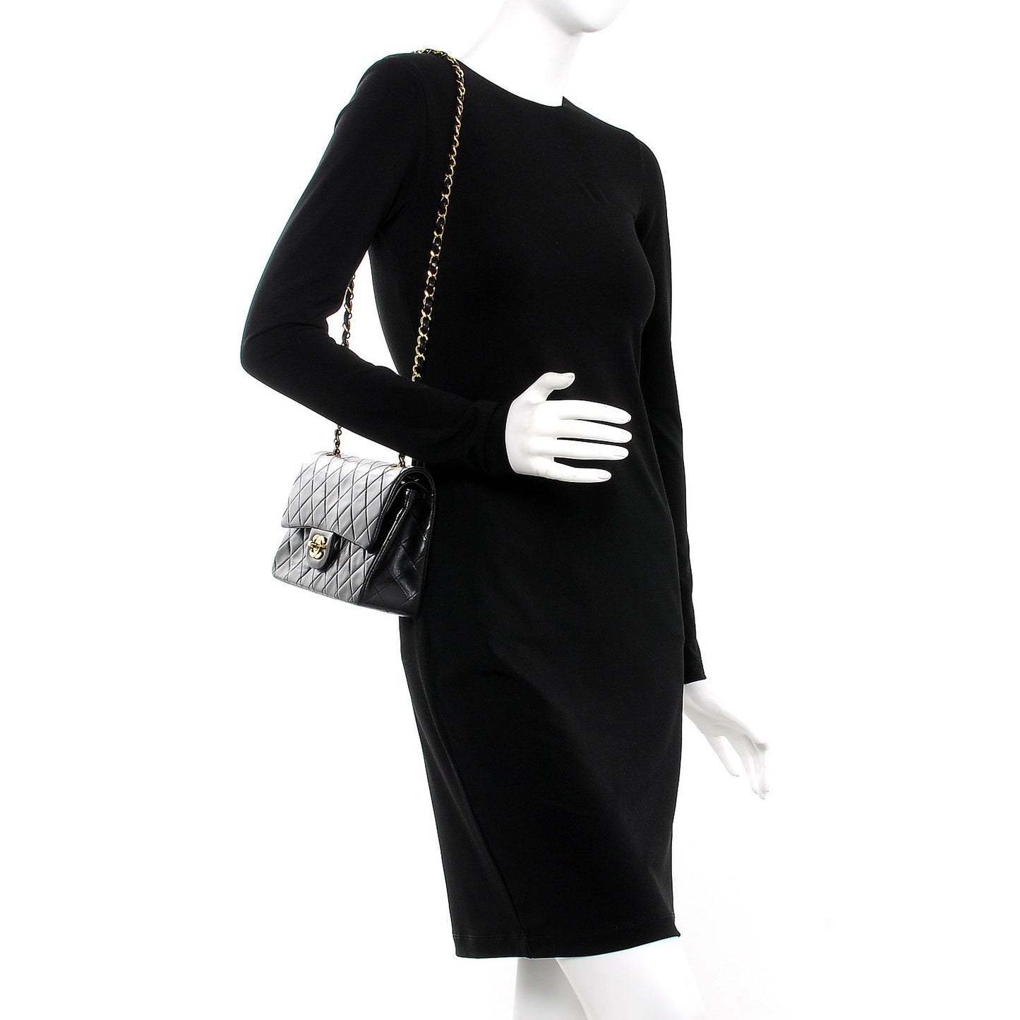 Lambskin Quilted Small Double Flap Black