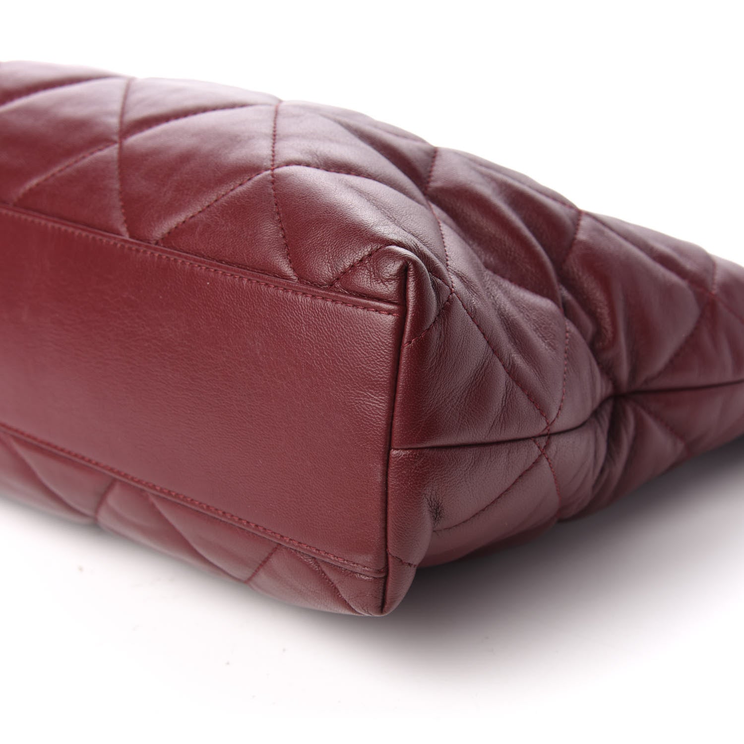 Chanel Lambskin Quilted Drawstring Shopping Bag Red 8 of 10