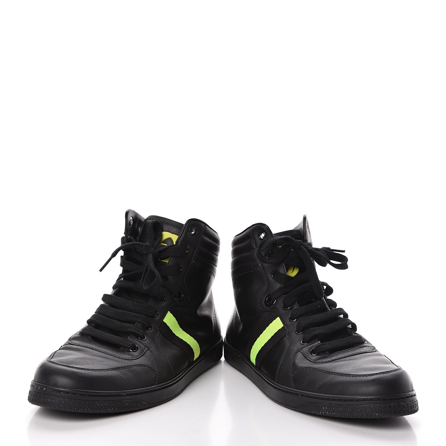 Gucci Calfskin GG Viaggio High-Top Sneakers 10.5 Black Green Fluo 6 of 20