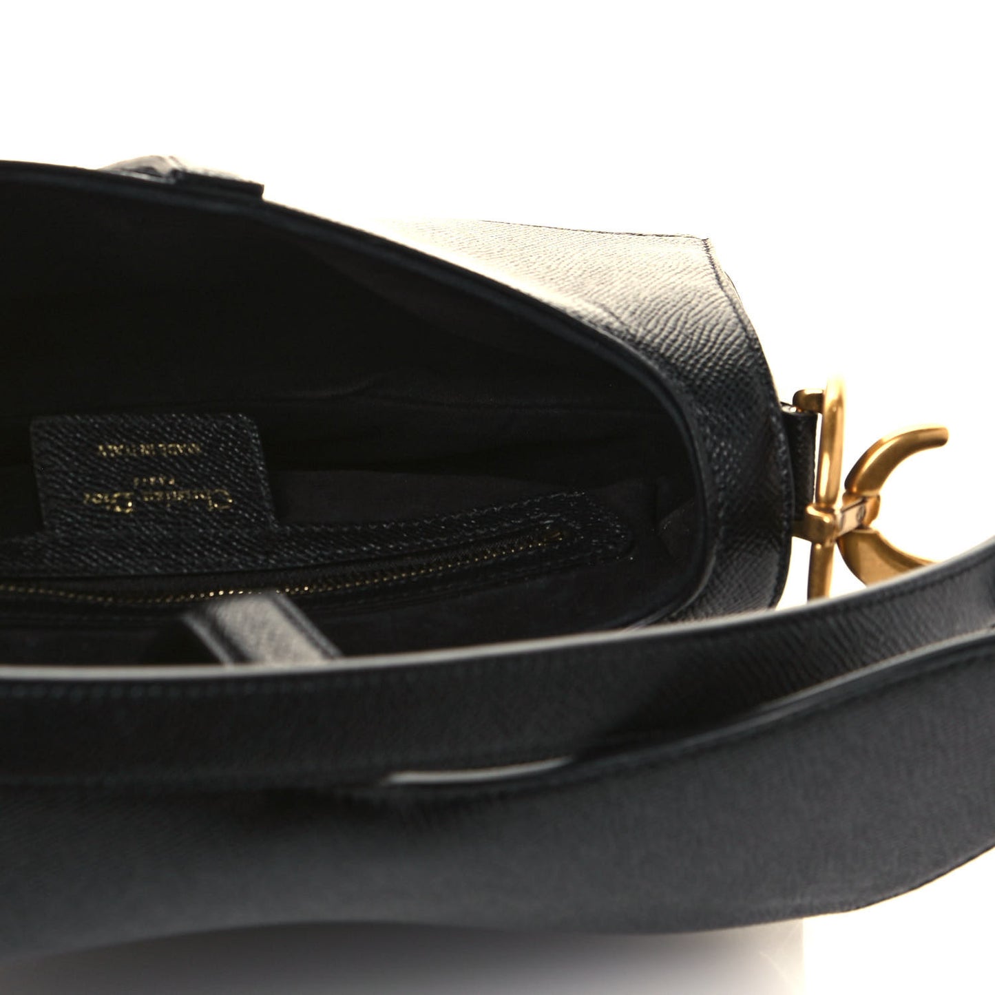 Grained Calfskin Saddle Bag Black
