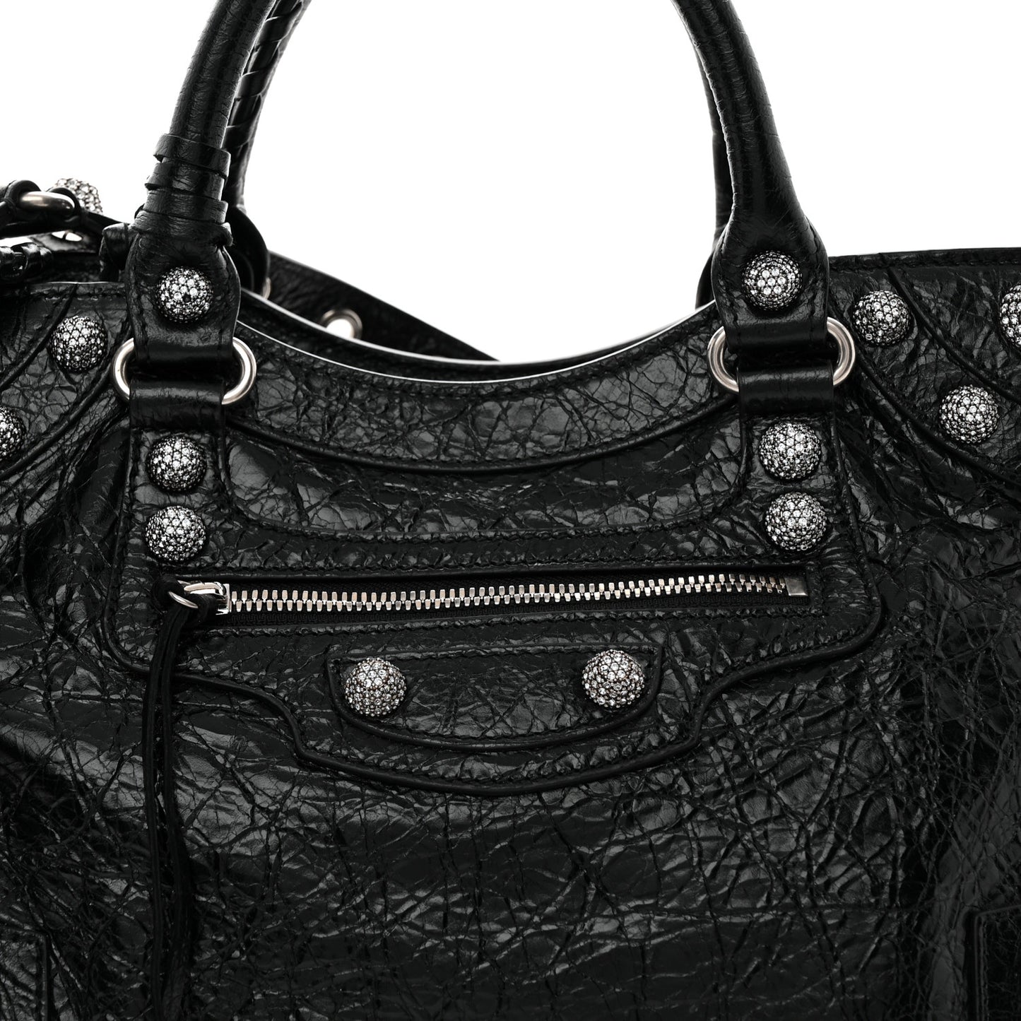 Agneau Arena Crystal Neo Cagole City Handbag Black