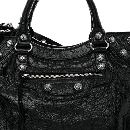 Balenciaga Agneau Arena Crystal Neo Cagole City Handbag Black 9 of 11