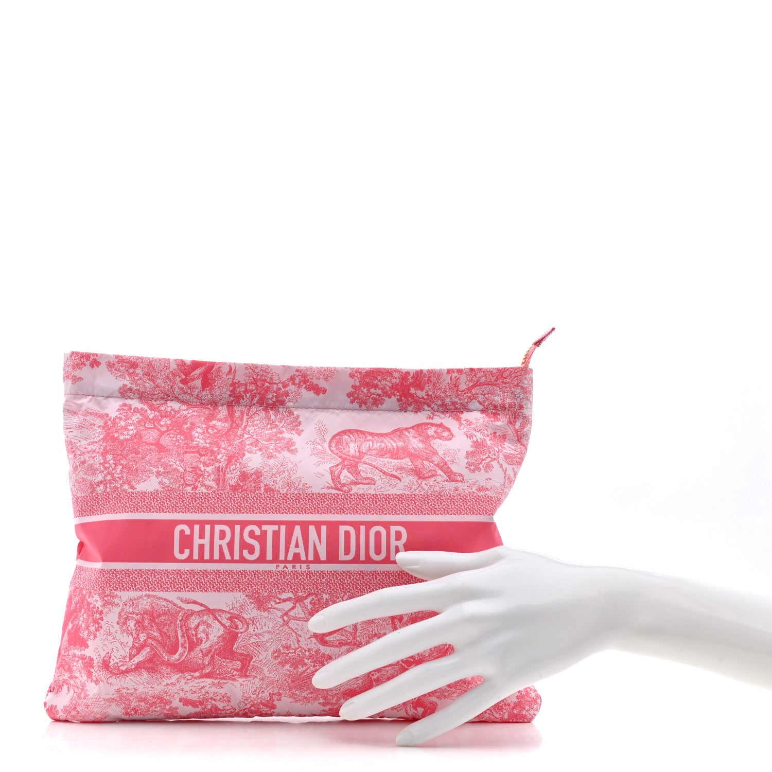 Christian Dior Canvas Toile De Jouy Diortravel Zipped Pouch Pink 2 of 8