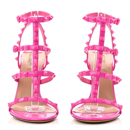 Valentino Garavani Patent Lacquered Monochrome Rockstud Gladiator 105mm Sandals 40 Pink PP 3 of 9