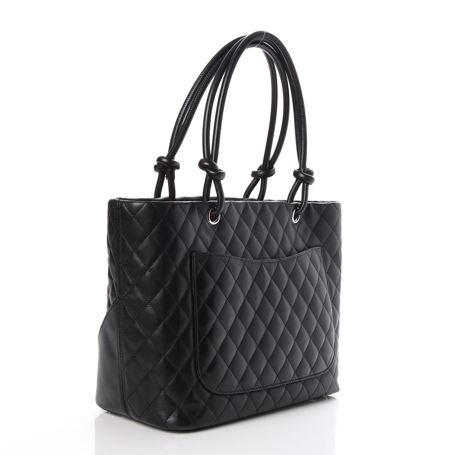 Calfskin Quilted Large Cambon Tote Black White