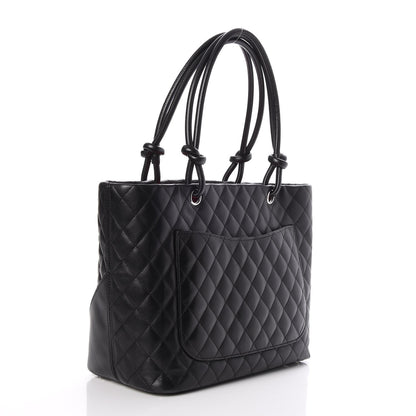 Chanel Calfskin Quilted Large Cambon Tote Black White 3 of 9