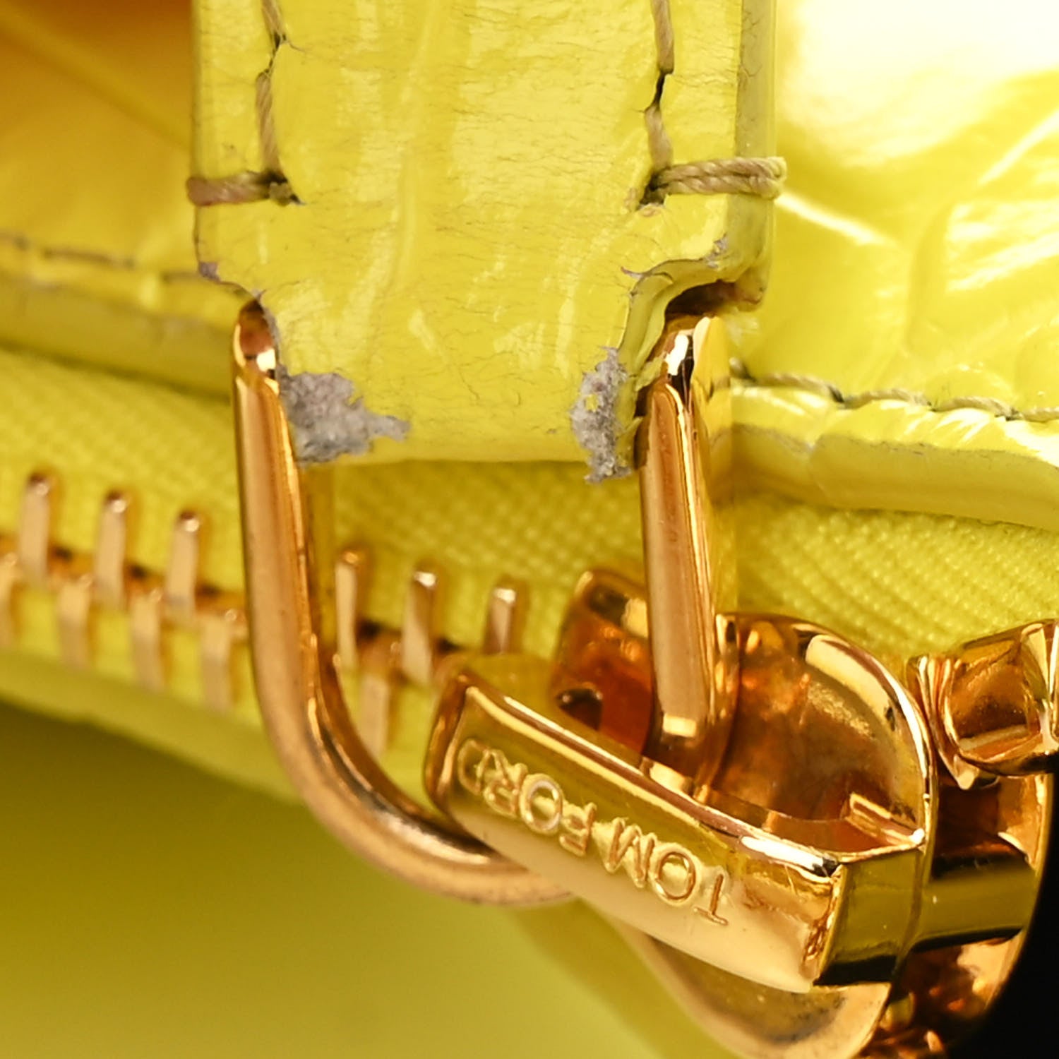Tom Ford Calfskin Crocodile Embossed Mini Bianca Hobo Acid Yellow 12 of 12