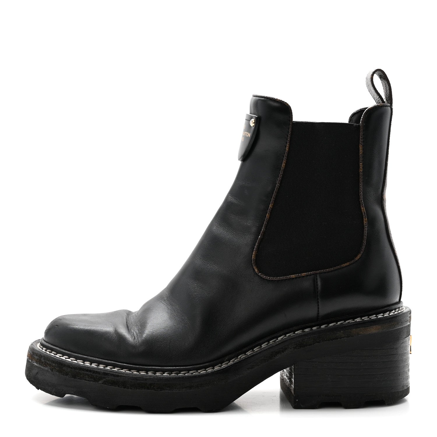 Louis Vuitton Calfskin Monogram Beaubourg Ankle Boots 38 Black 1 of 11