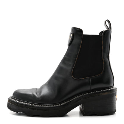 Louis Vuitton Calfskin Monogram Beaubourg Ankle Boots 38 Black 1 of 11