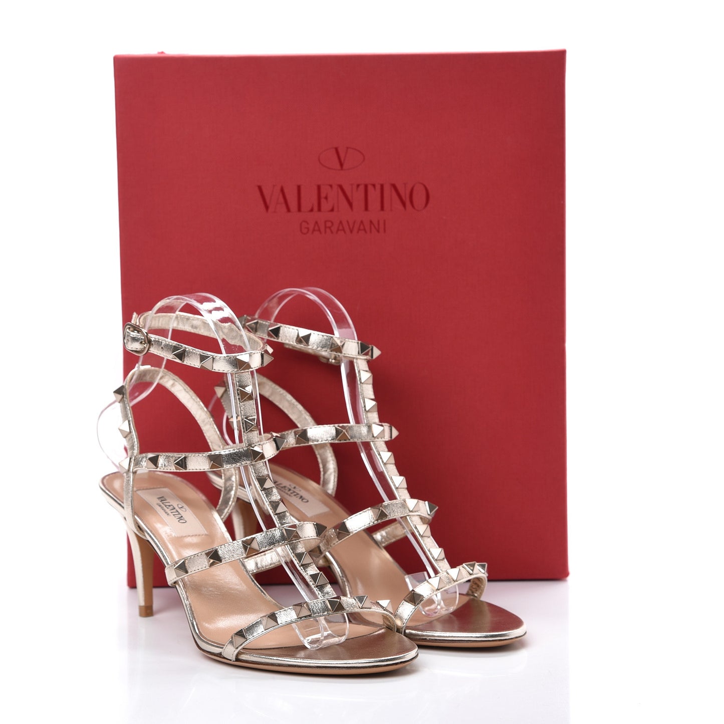 Metallic Nappa Rockstud Gladiator 70mm Sandals 37 Gold