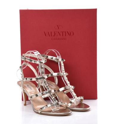 Valentino Garavani Metallic Nappa Rockstud Gladiator 70mm Sandals 37 Gold 11 of 11