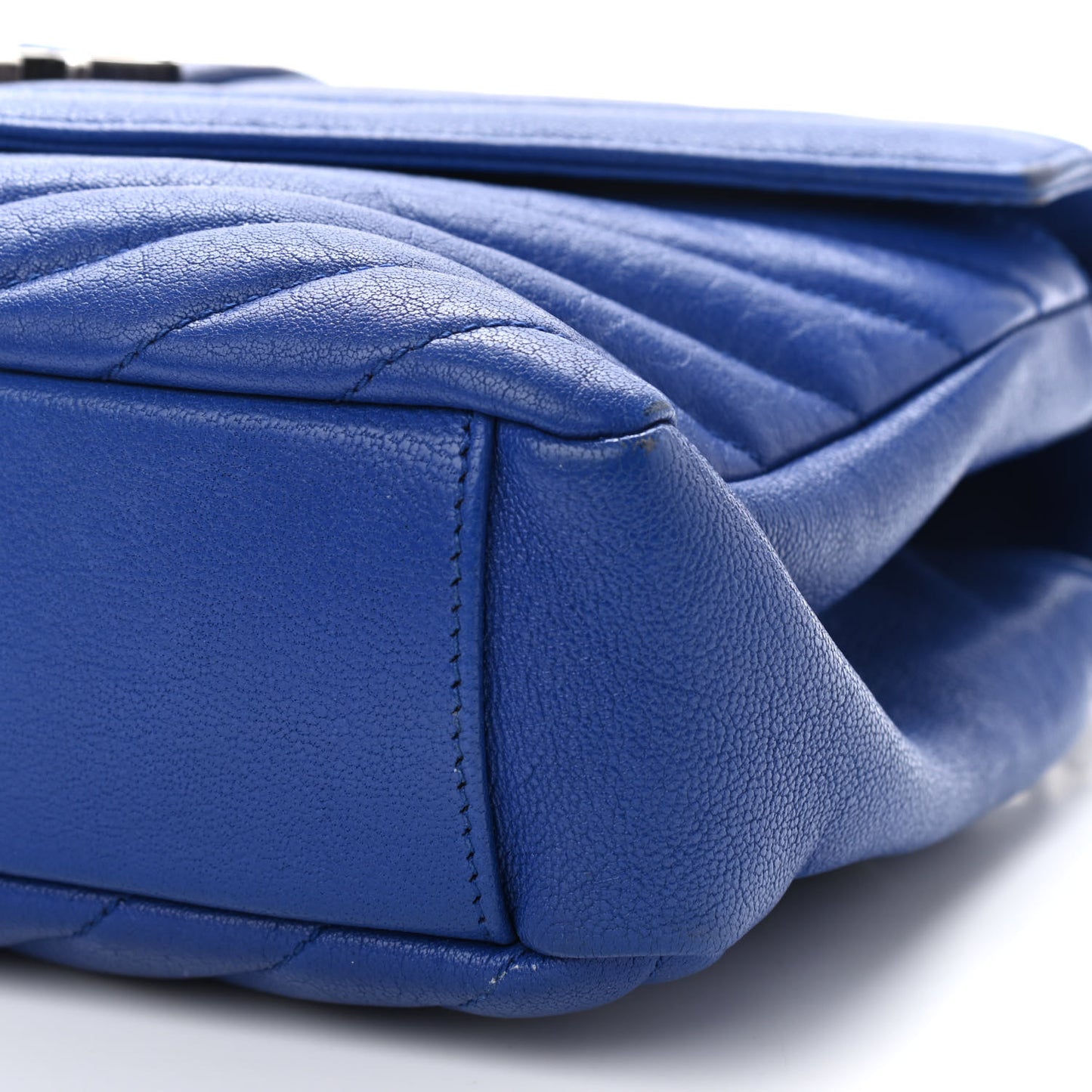 Sheepskin Matelasse Chevron Monogram Medium College Bag Royal Blue
