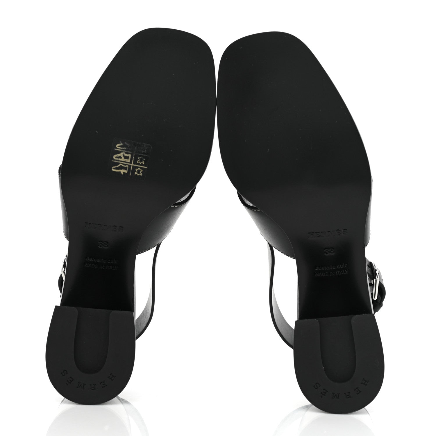 Hermes Calfskin Elbe 60 Sandals 38 Black 6 of 11