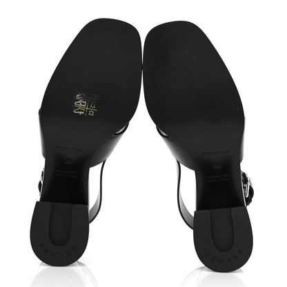 Hermes Calfskin Elbe 60 Sandals 38 Black 6 of 11