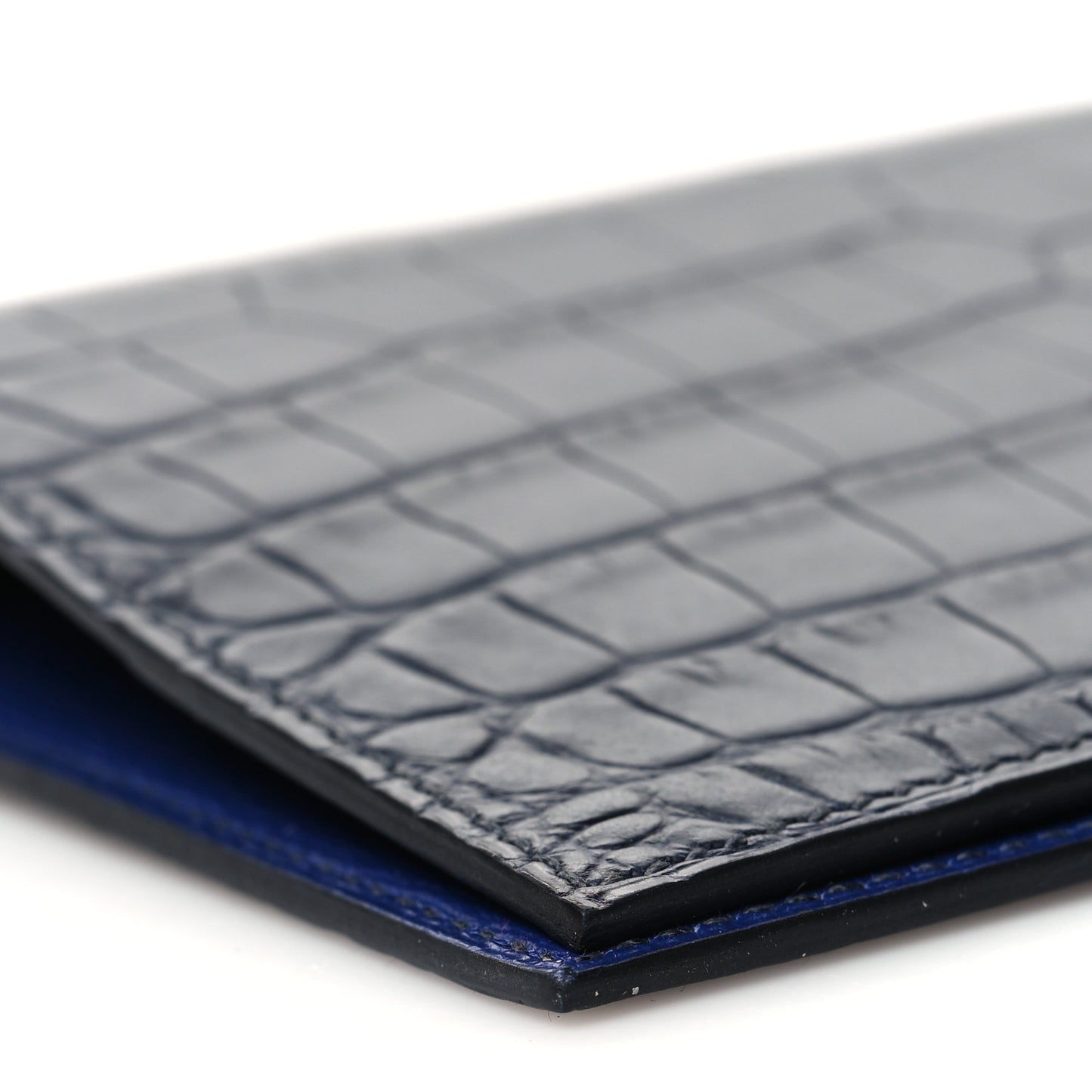 Matte Alligator Chevre Colorblock MC2 Magellan Passport Holder Black