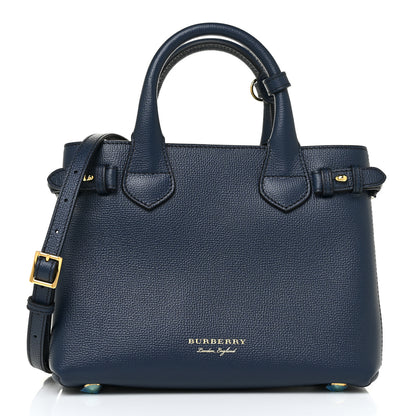 Burberry Grainy Calfskin House Check Small Banner Tote Ink Blue 1 of 10