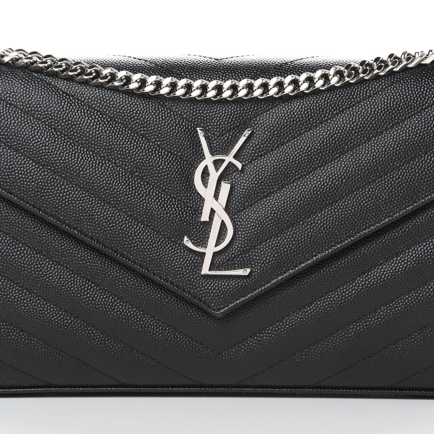 Grain De Poudre Matelasse Chevron Monogram Chain Wallet Black