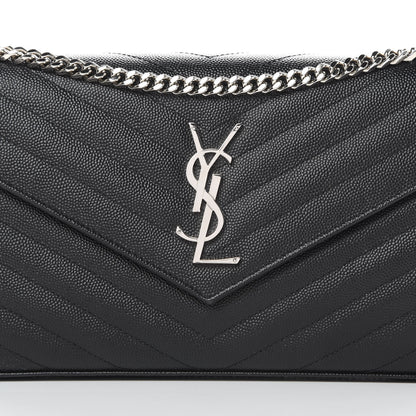 Saint Laurent Grain De Poudre Matelasse Chevron Monogram Chain Wallet Black 8 of 11