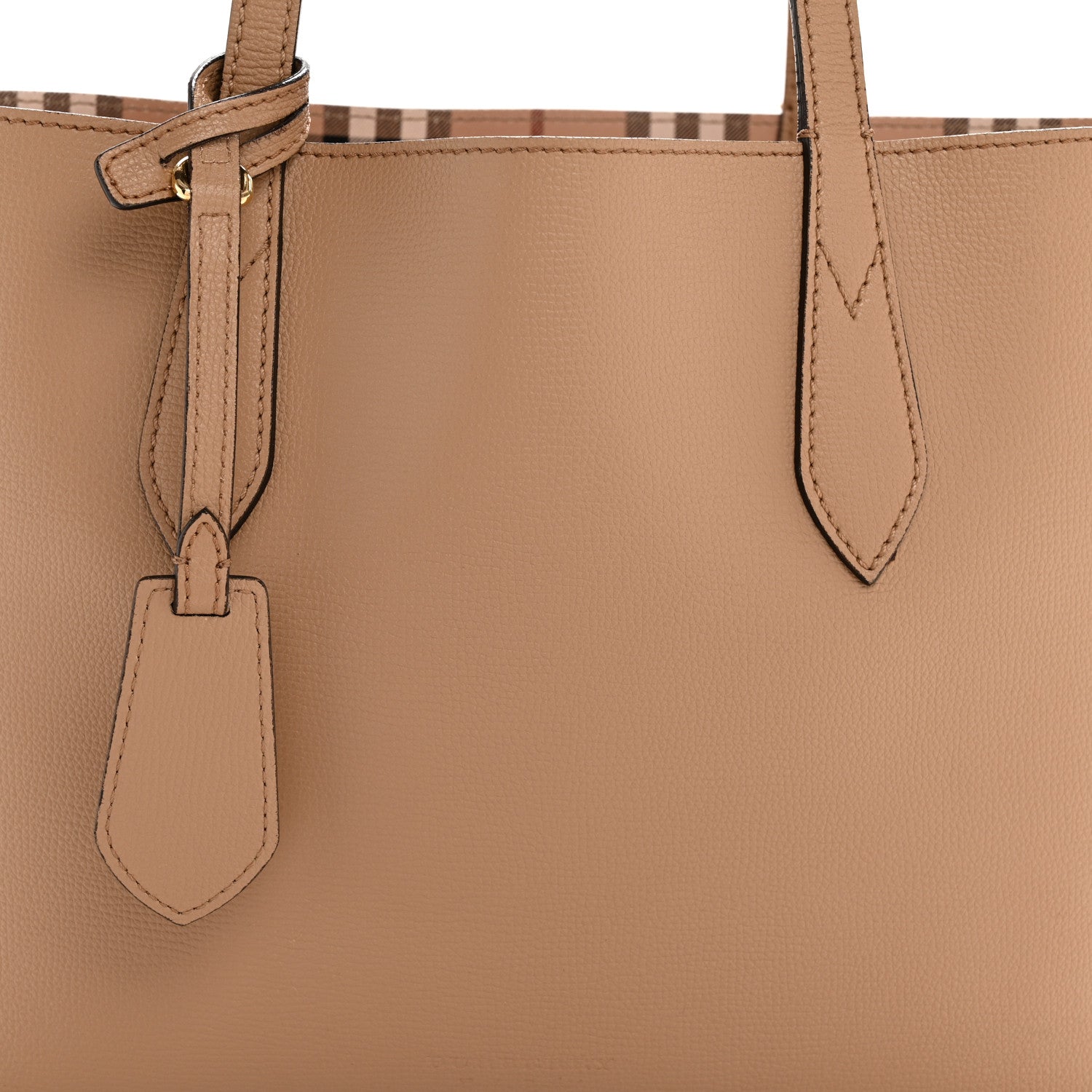 Burberry Grainy Calfskin Haymarket Check Small Reversible Tote Mid