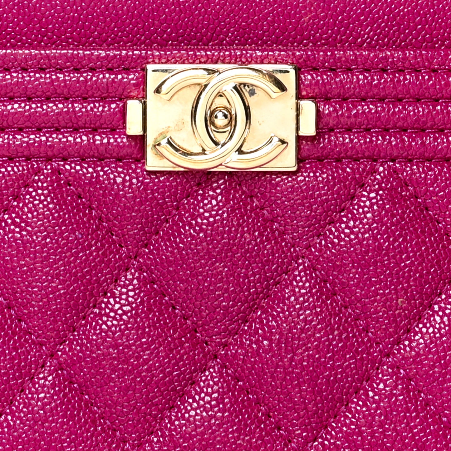 Caviar Quilted Boy Card Holder Fuchsia