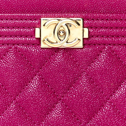 Chanel Caviar Quilted Boy Card Holder Fuchsia 8 of 8