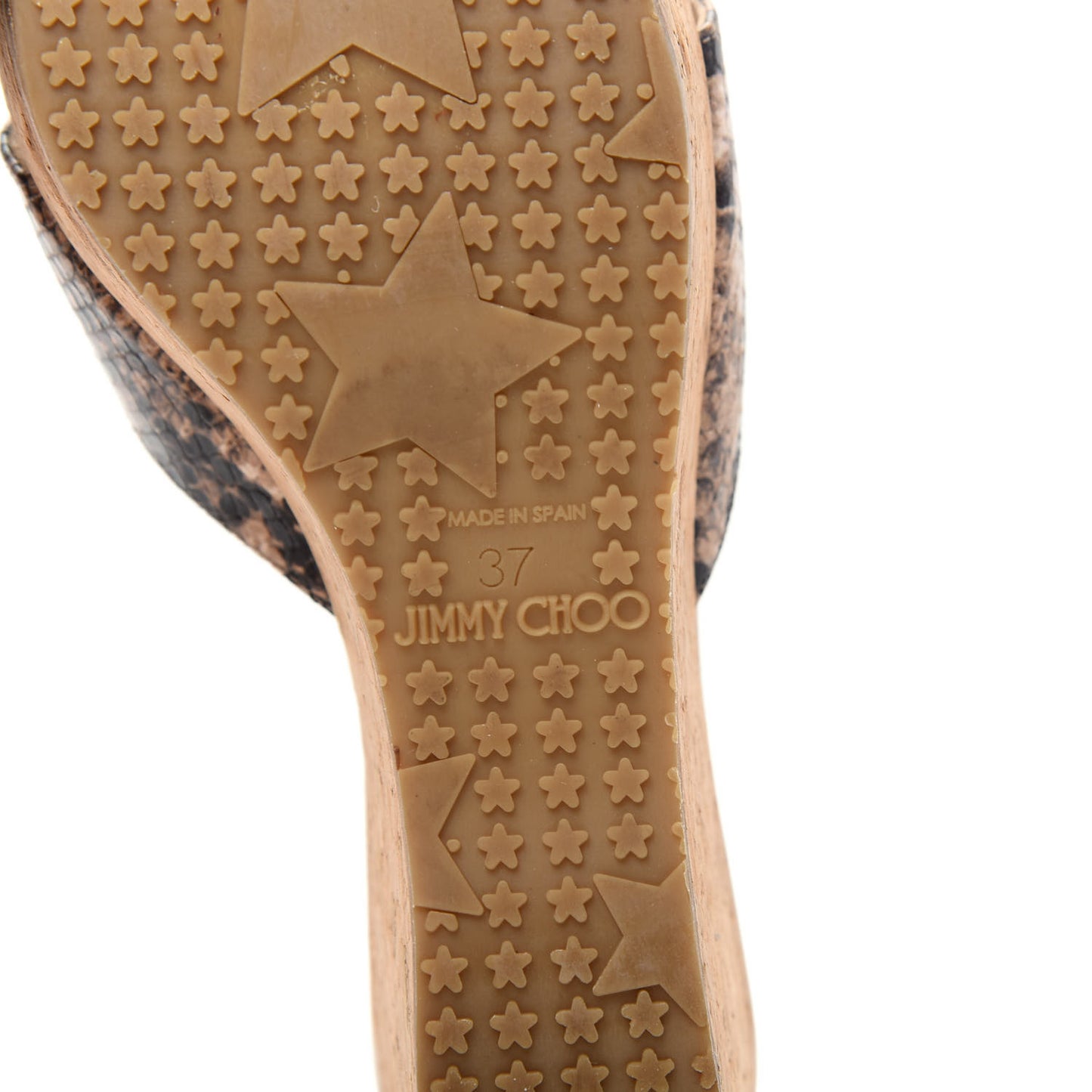 Snakeskin Prima Cork Wedge Sandals 37 Natural
