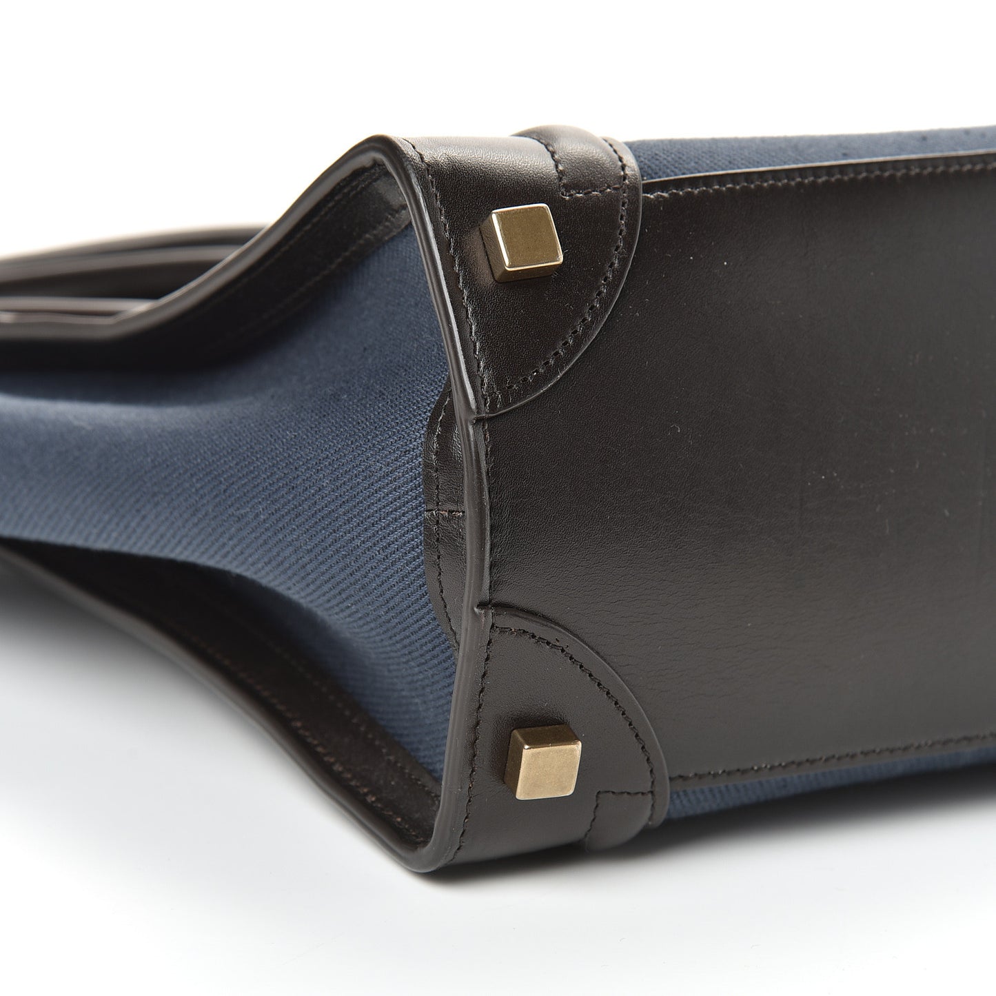 Textile Smooth Calfskin Micro Luggage Dark Blue Black