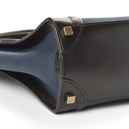 Celine Textile Smooth Calfskin Micro Luggage Dark Blue Black 8 of 17