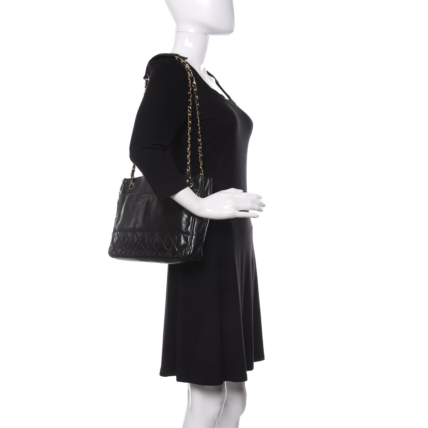 Chanel Lambskin Shopping Tote Black 2 of 9