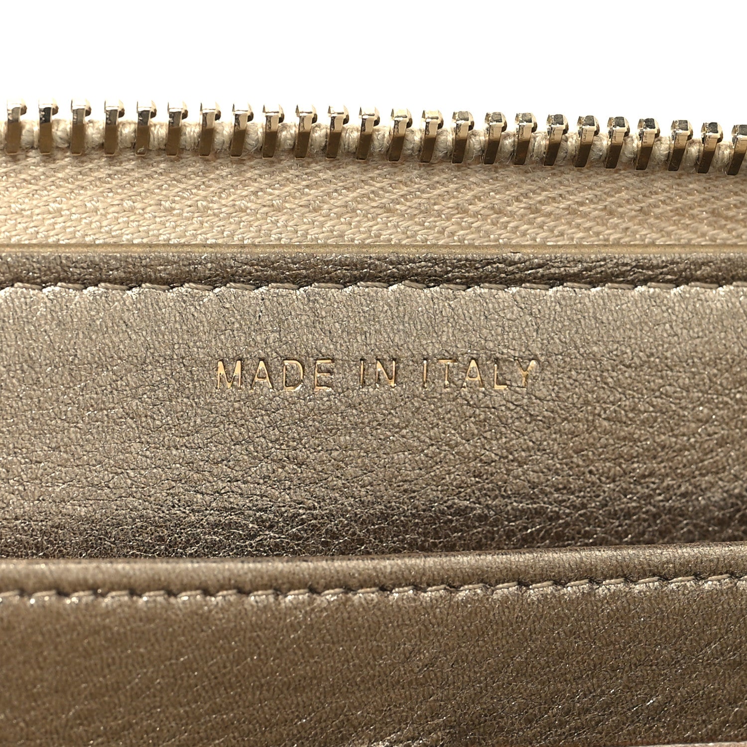 Chanel Metallic Lambskin Stitch Large Zip Around Wallet Gold 7 of 9