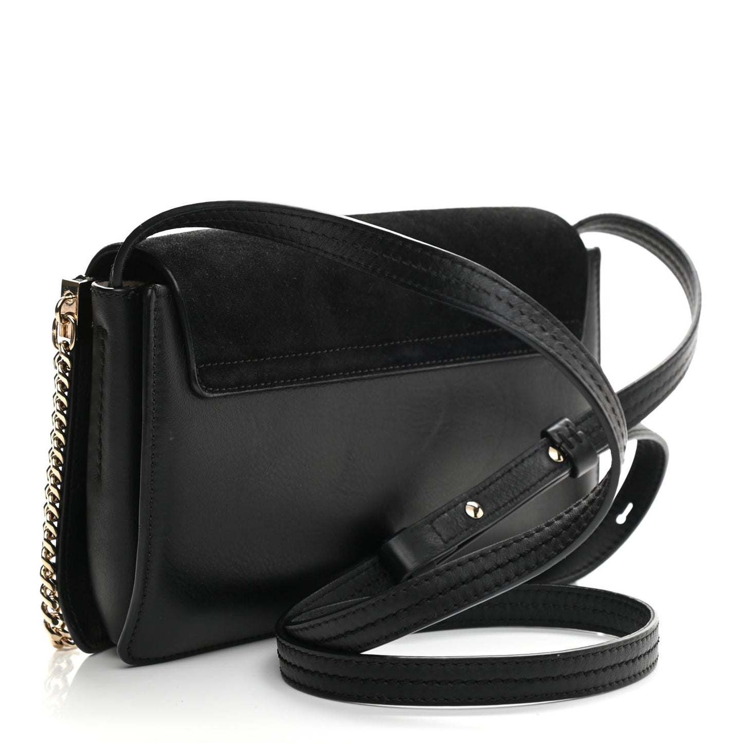 Suede Calfskin Small Faye Shoulder Bag Black