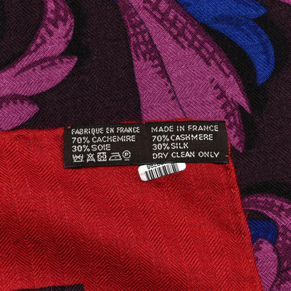 Hermes Cashmere Silk Le Mors a La Conetable Shawl 140 Rouge H Violet Parme 4 of 7