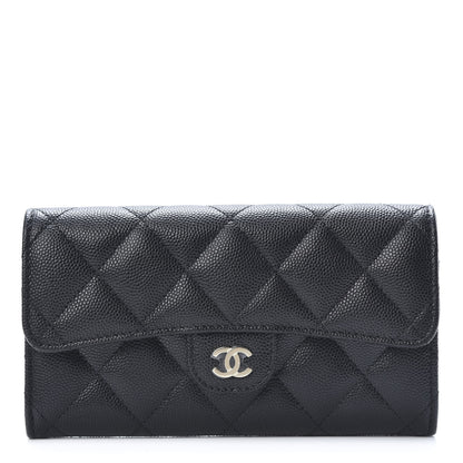 Chanel Caviar Quilted Medium Gusset Flap Wallet Black 1 of 9