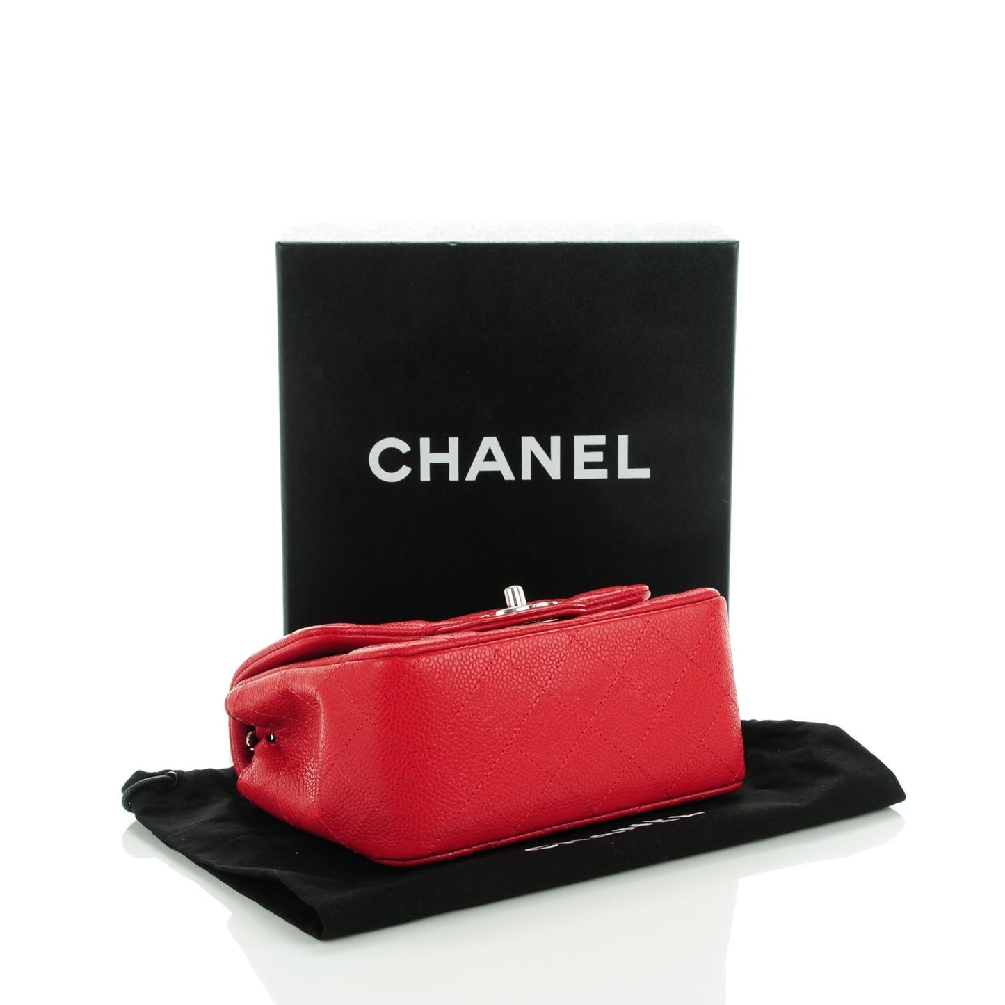 Caviar Quilted Mini Square Flap Red