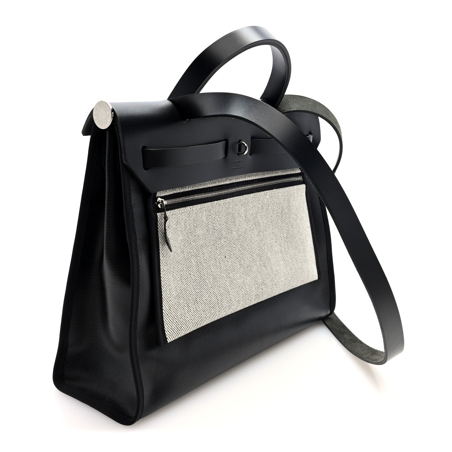 Hermes Toile H Berline Vache Hunter Herbag Zip PM 31 Black Ecru 4 of 12