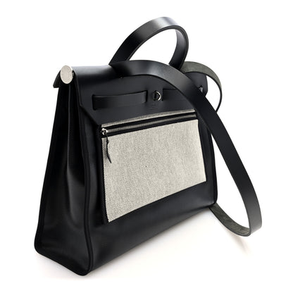 Hermes Toile H Berline Vache Hunter Herbag Zip PM 31 Black Ecru 4 of 12