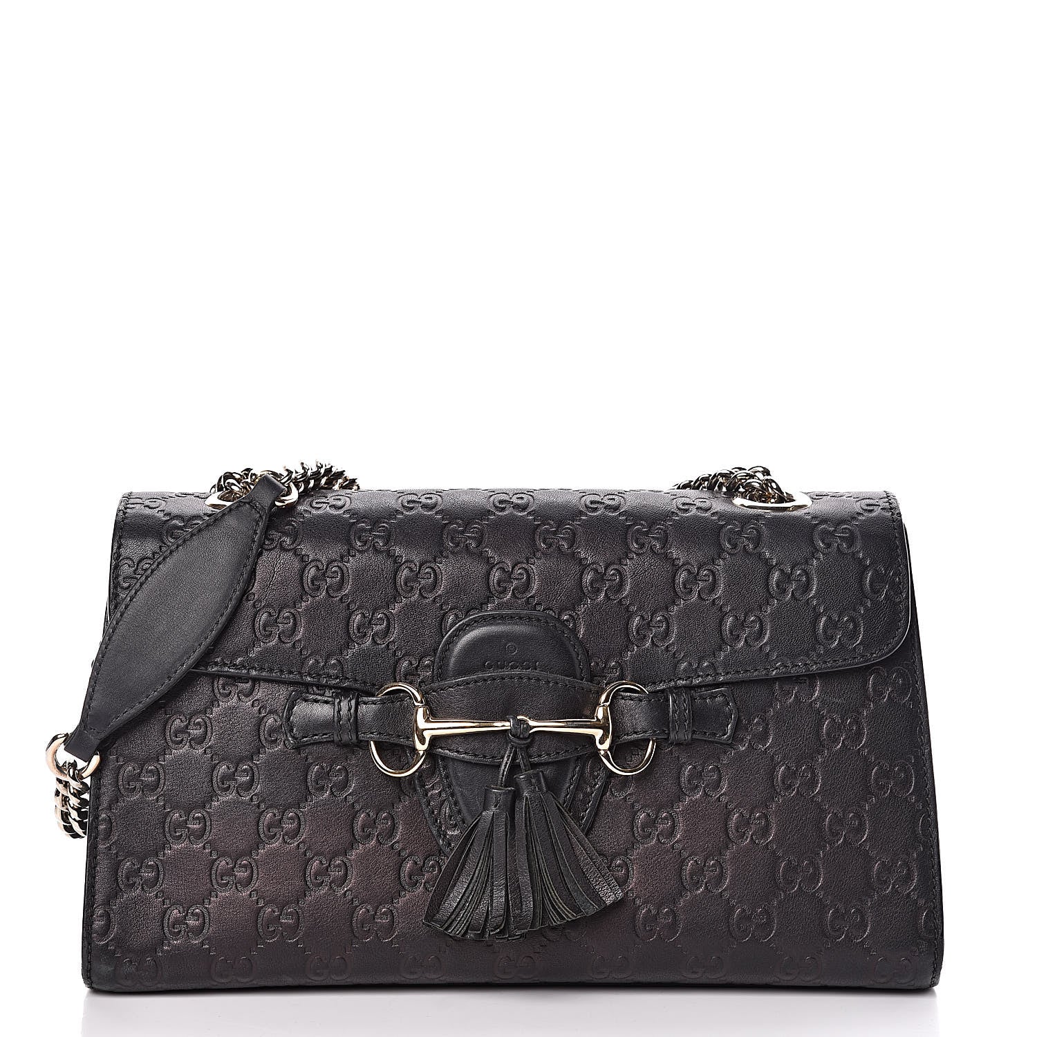 Gucci Guccissima Medium Emily Chain Shoulder Bag Black 1 of 17