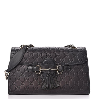 Gucci Guccissima Medium Emily Chain Shoulder Bag Black 1 of 17