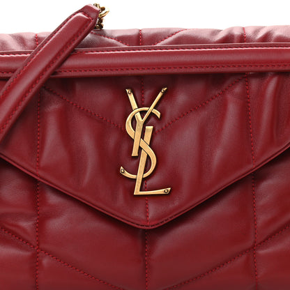 Saint Laurent Lambskin Quilted Small Loulou Puffer Monogram Chain Satchel Opyum Red 9 of 13