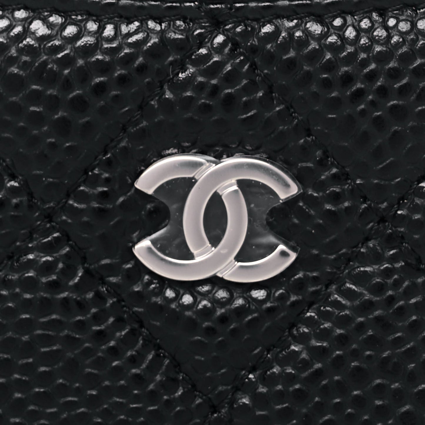 Caviar Quilted Card Holder Black