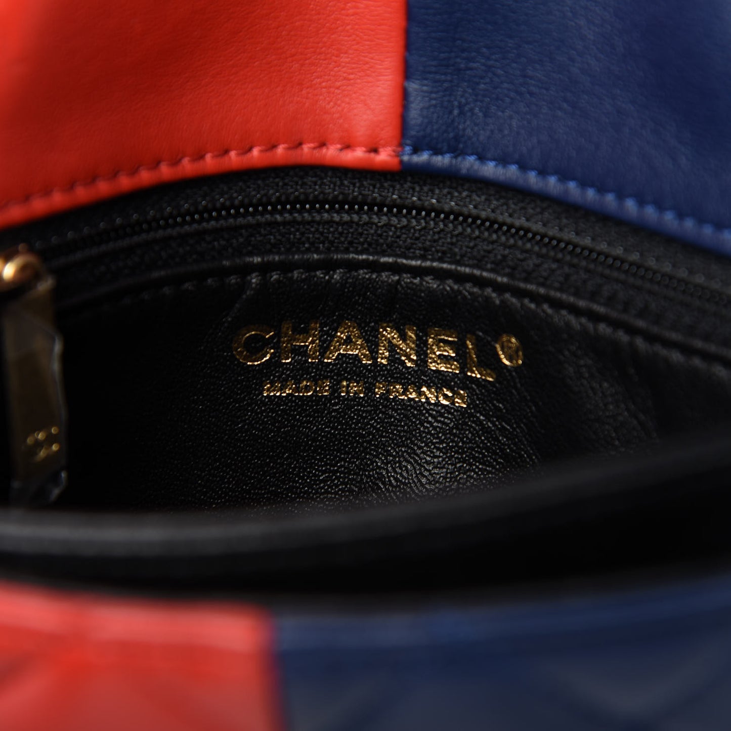 Lambskin Quilted Tri-Color Pagoda Wallet On Chain WOC Red White Blue Black
