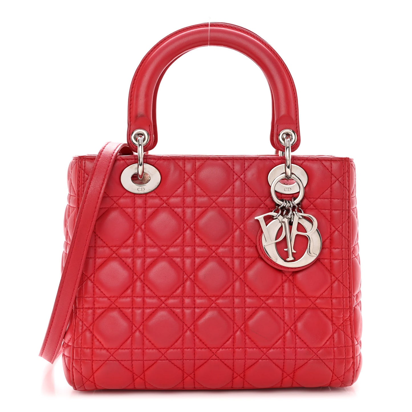 Lambskin Cannage Medium Lady Dior Red