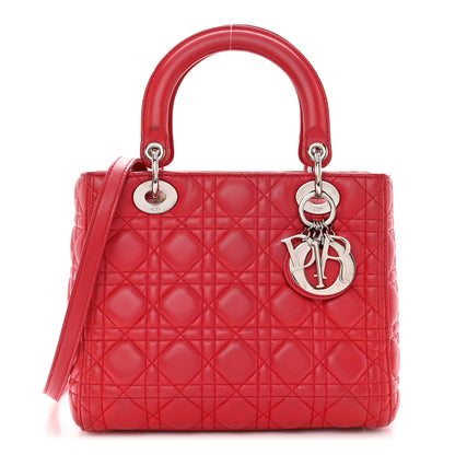 Christian Dior Lambskin Cannage Medium Lady Dior Red 1 of 11