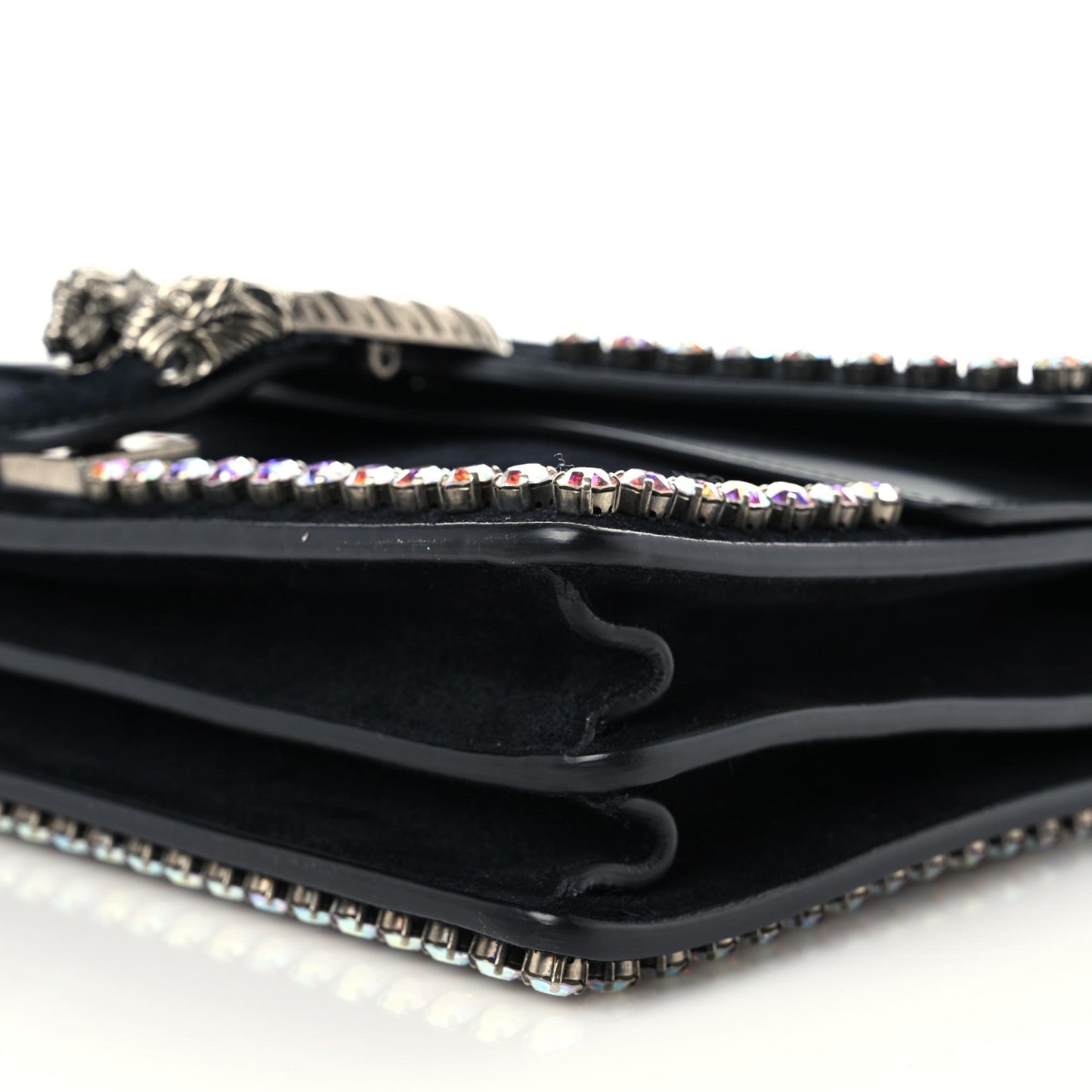 Suede Crystal Small Dionysus Shoulder Bag Black