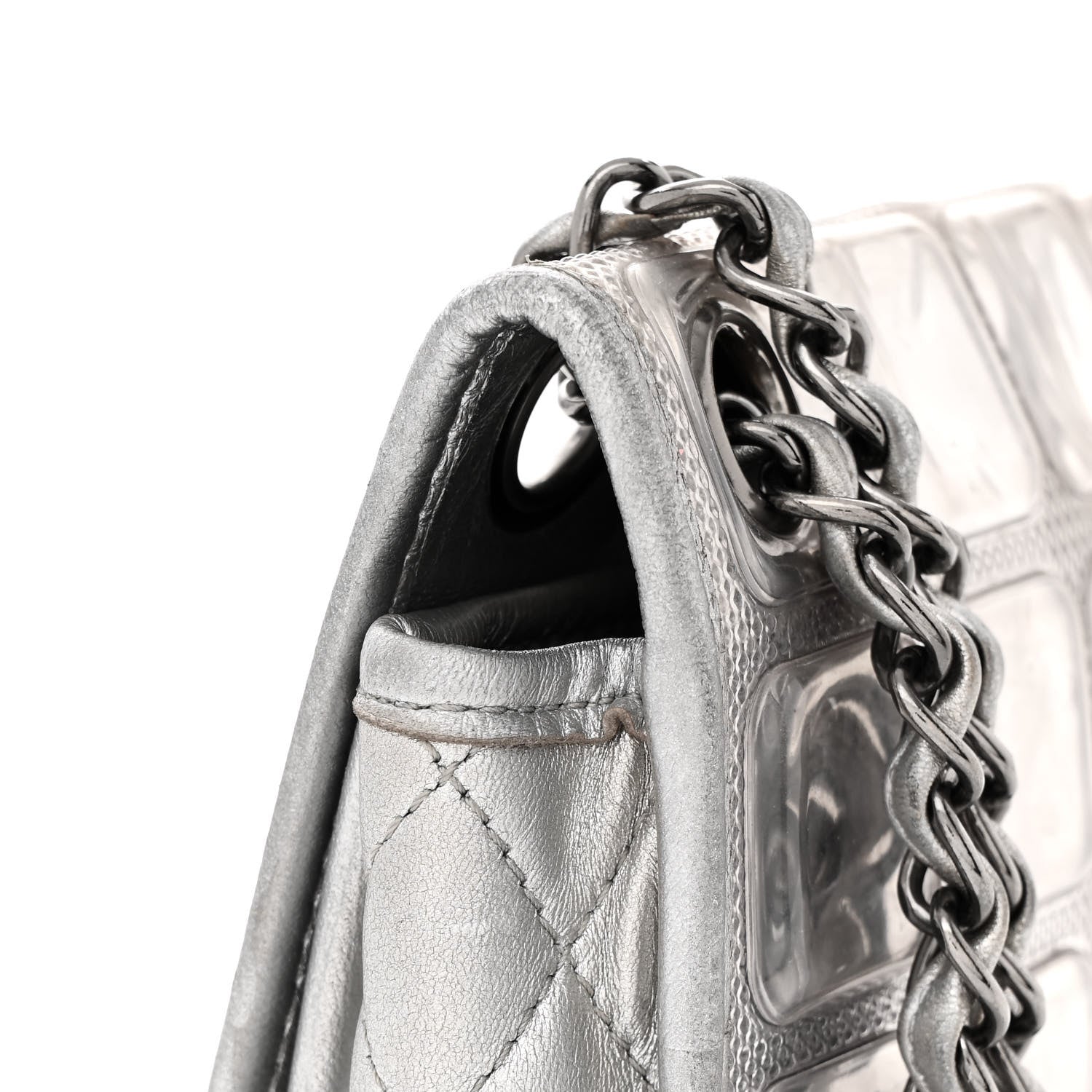 Chanel Vinyl Large Ice Cube Flap Silver 27 of 35