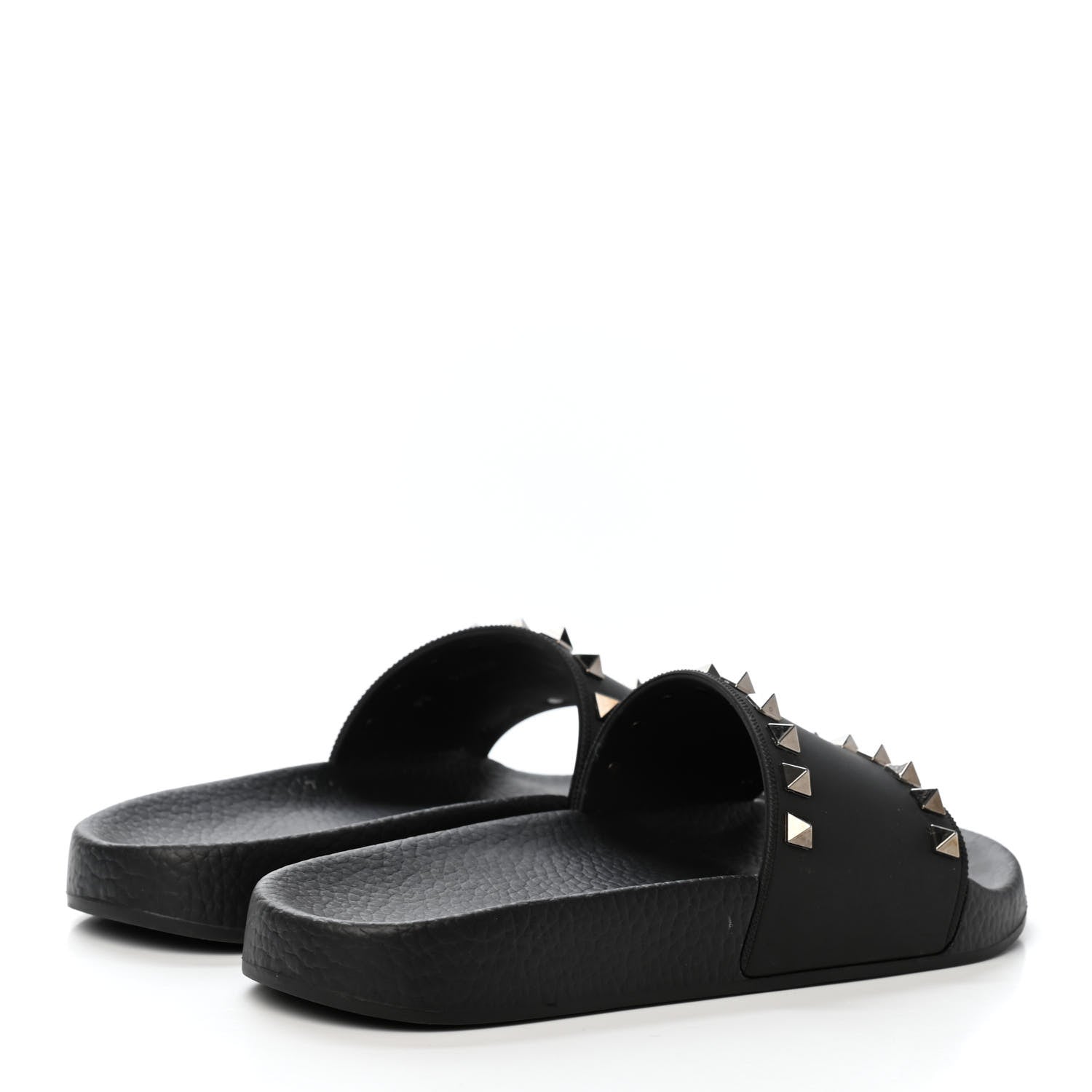 Valentino Garavani Rubber Rockstud Slide Sandals 36 Black 3 of 3