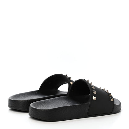 Valentino Garavani Rubber Rockstud Slide Sandals 36 Black 3 of 3