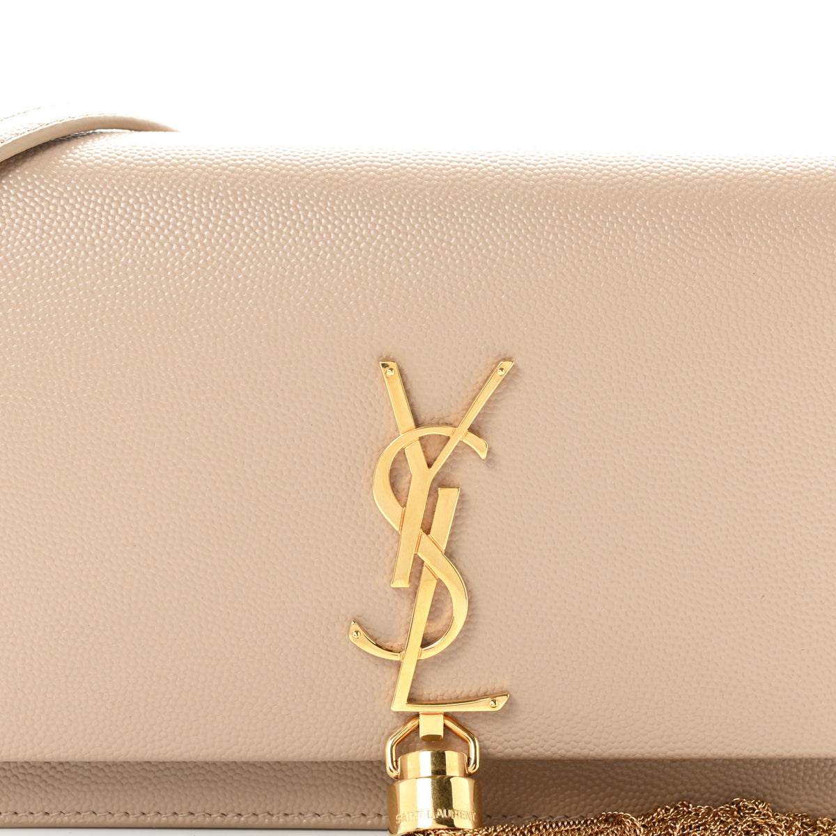 Saint Laurent Grain De Poudre Classic Monogram Kate Tassel Chain Wallet Dark Beige 7 of 10