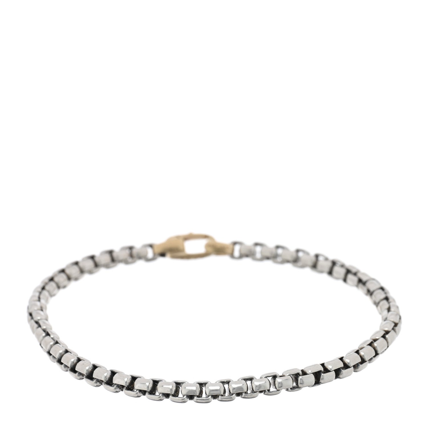 David Yurman Sterling Silver 14K Yellow Gold 4mm Box Chain Bracelet 1 of 3